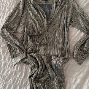 Sabina Musayev Gold and Silver Textured Dress